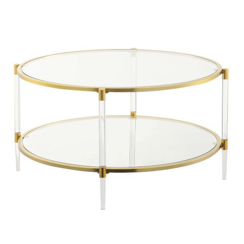 Royal Crest Clear and Gold Acrylic Glass Coffee Table | Bellacor