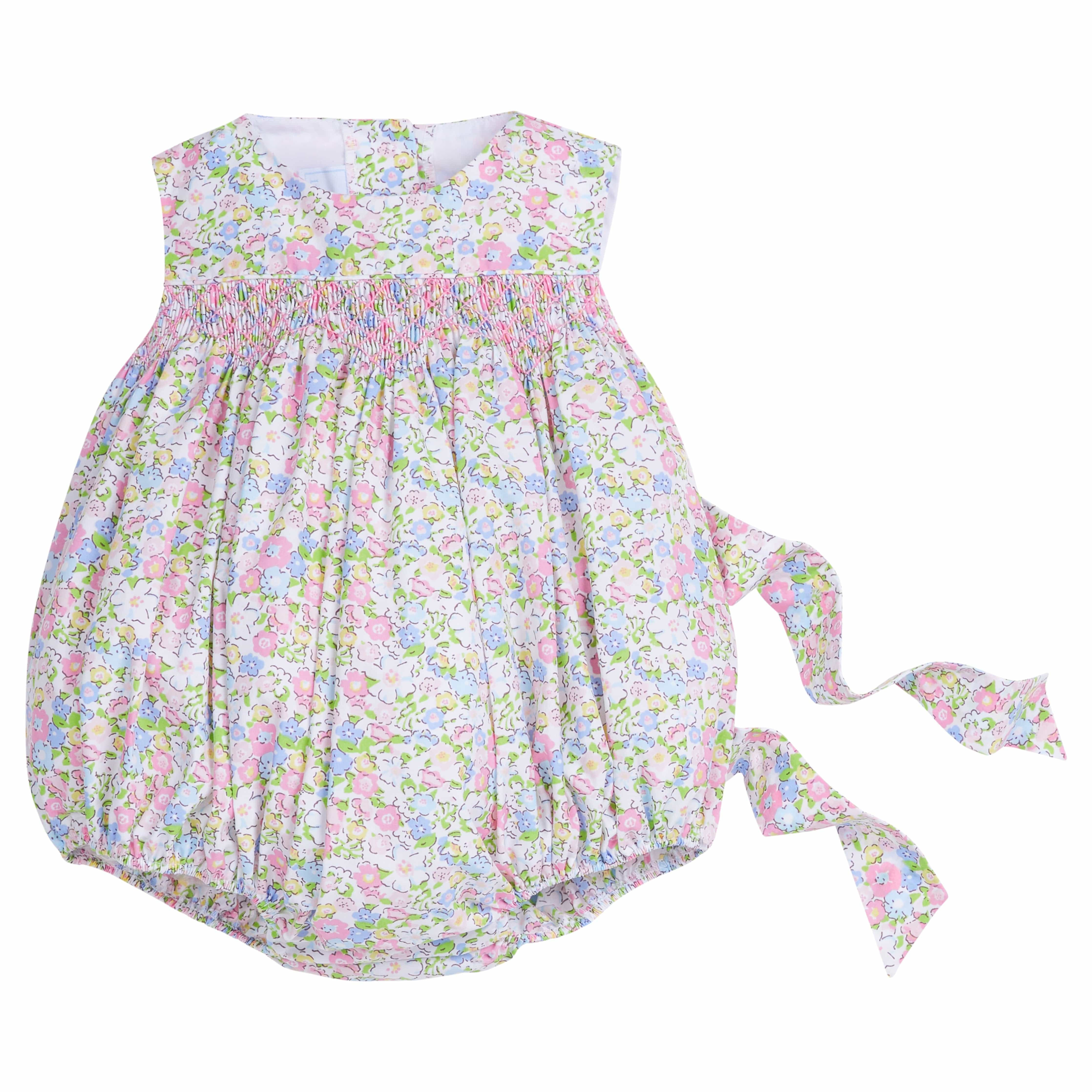 Girls Simply Smocked Bubble Romper in Cheekwood Floral | Little English