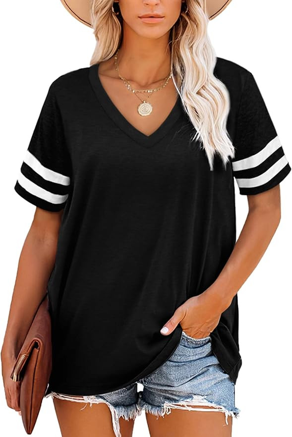 NSQTBA Womens Crewneck Sweatshirts Color Block Long Sleeve Sweaters Tunic Tops | Amazon (US)