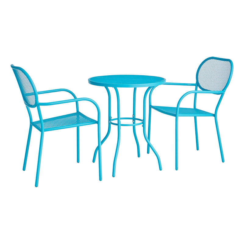 Sunny Club 3-Piece Mesh Steel Patio Set, Blue | At Home