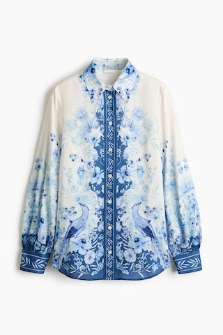 H & M - Printed Lyocell Shirt - Cream/Blue Floral | H&M (US + CA)