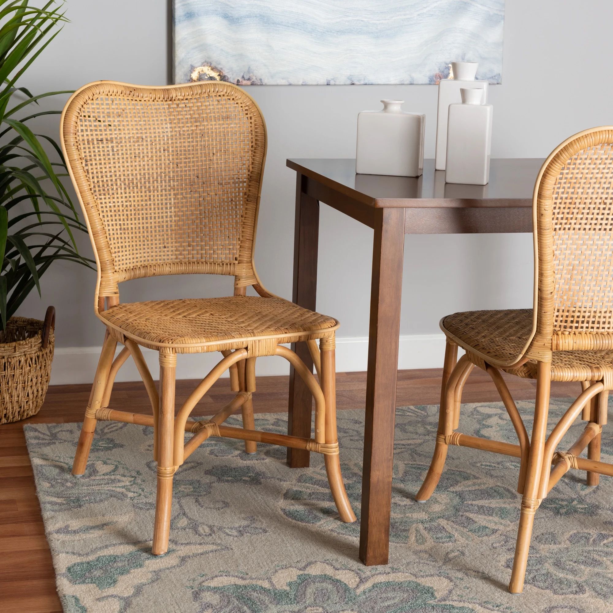 bali & pari Irene Modern Bohemian Natural Rattan Dining Chair | Walmart (US)