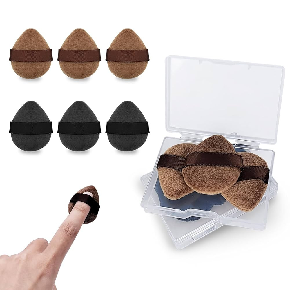 6pcs Mini Powder Puffs, Velvet Finger Powder Puffs with Travel Case, Reusable Makeup Puffs for Ro... | Amazon (US)