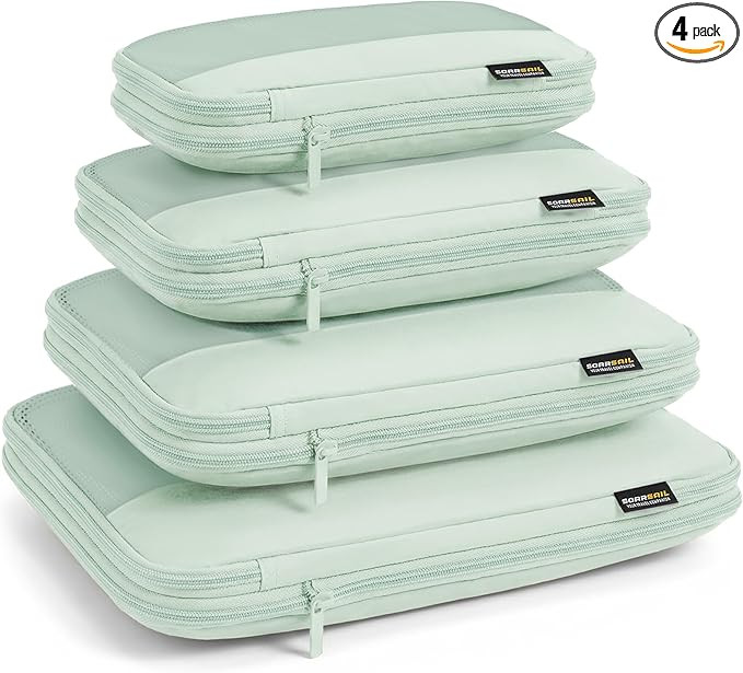 4 Piece Compression Packing Cubes for 3–7 Day Travel, Lightweight Travel Organizers with Breath... | Amazon (US)