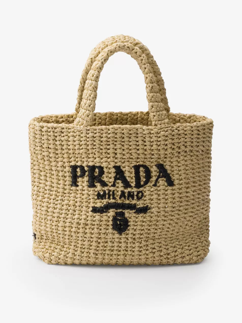 Embroidered-logo small crochet tote bag | Selfridges