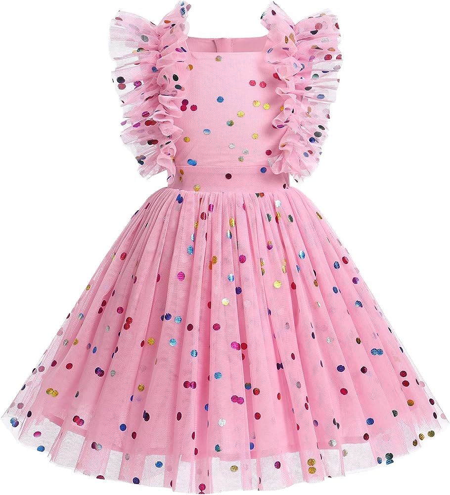 Girls Birthday Party Dress Butterfly Daisy Polka Dots Embroidery Princess Tulle Wedding Pageant E... | Amazon (US)