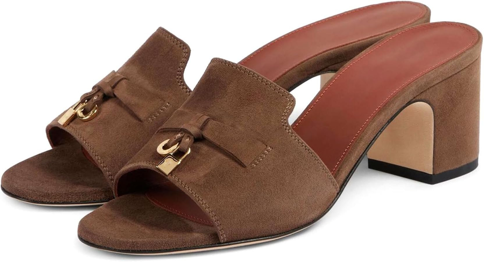 Women’s Block Heel Mules Open Toe Slip On with Buckle Slide Sandals Comfortable Dress Heeled Sl... | Amazon (US)