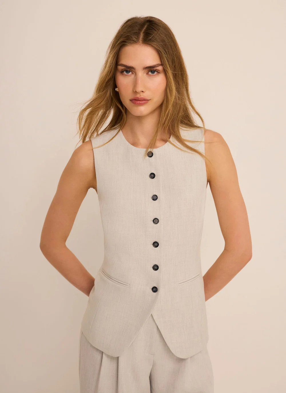 Grey Tailored Waistcoat | Mint Velvet