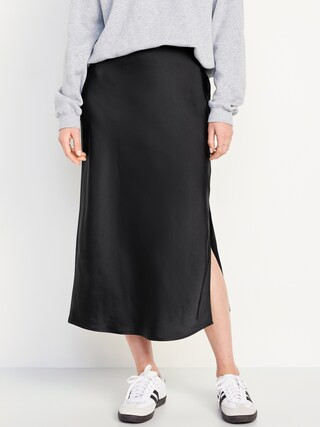 Jupe mi-longue en satin à taille haute élastique | Old Navy (CA)