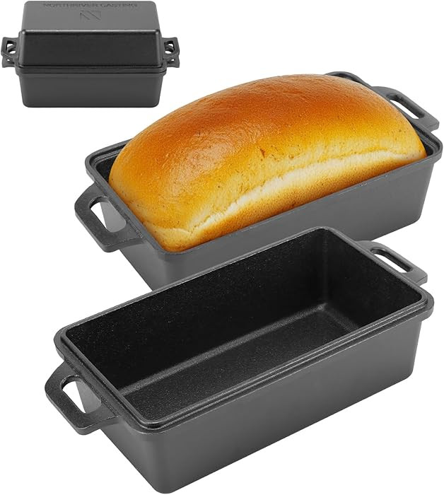 9×5 Inch Cast Iron Loaf Pan with Lid | Bread Baking Pan | Even Heat Distribution for Homemade Br... | Amazon (US)