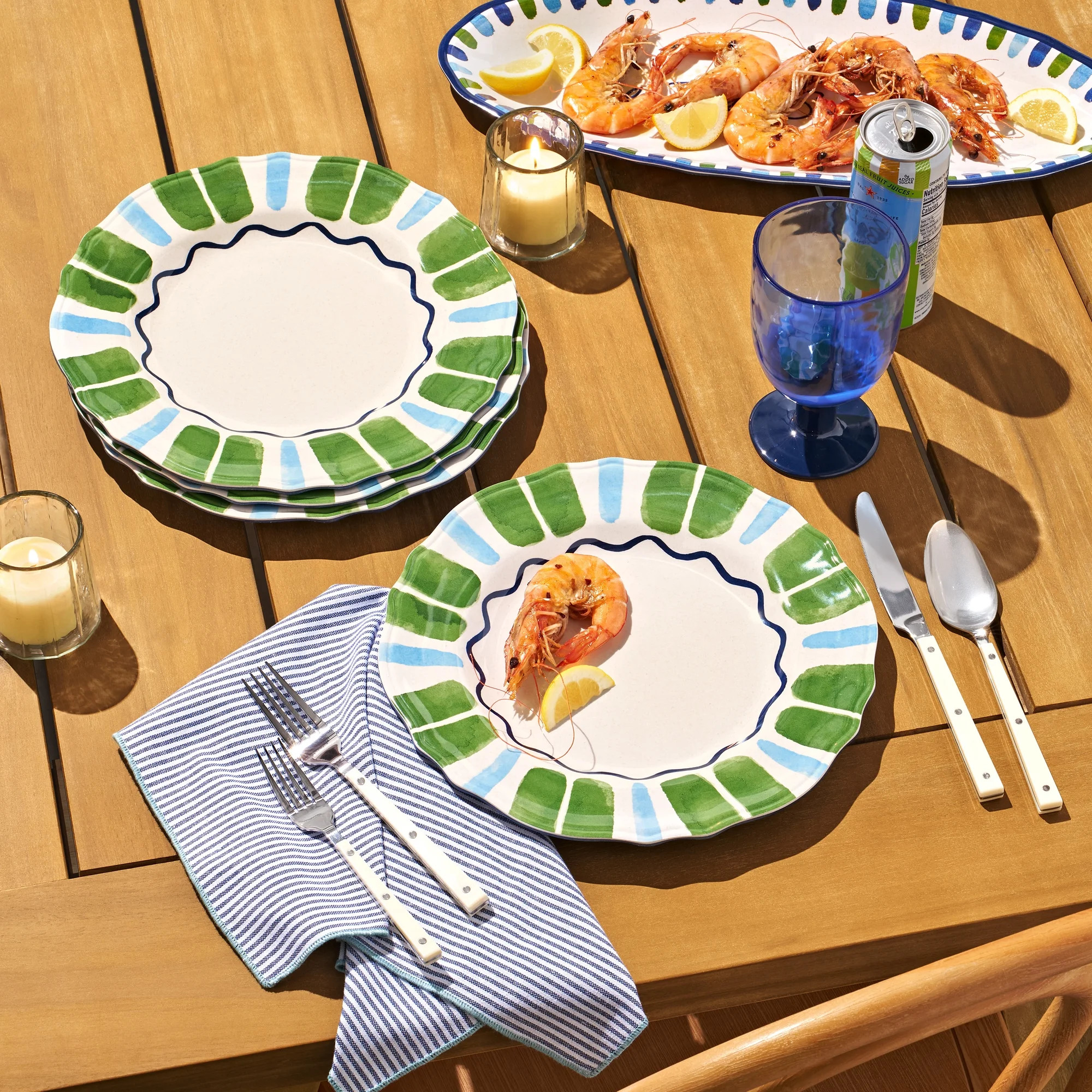 Beautiful 4-Piece 11-Inch Bamboo Melamine Dinner Plate Set, Multi-Color by Drew Barrymore | Walmart (US)