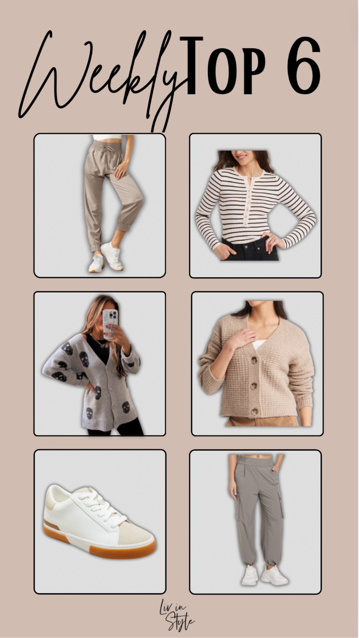 This week’s top six includes two great pair of joggers, the perfect cardigan for layering this fall, a cute top, my go to sneakers and the CUTEST Halloween cardigan!

#LTKSeasonal #LTKShoeCrush #LTKStyleTip