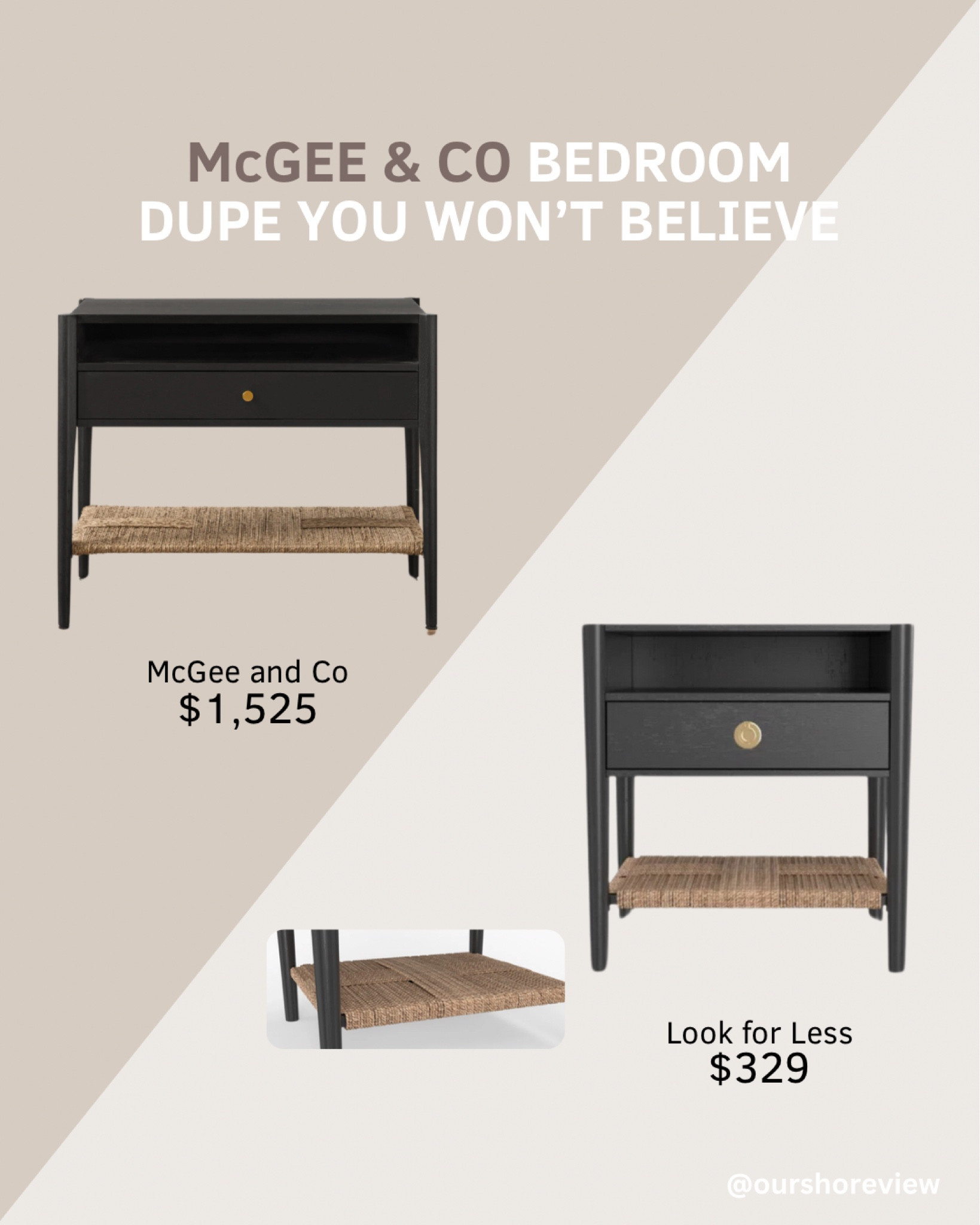 Love the look of McGee & Co. bedroom nightstands but not the price tag? This incredible dupe gives you the same elevated style for a fraction of the cost. Perfect for creating that high-end bedroom look without breaking the budget! Get designer-inspired nightstands for less and complete your dream bedroom design. 

Woven nightstands, black nightstands, designer nightstands, McGee and Co dupe, McGee and Co look for less, McGee and Co bedroom, McGee and Co look alike,  McGee and Co save or splurge, McGee and Co bedroom 

#LTKSaleAlert #LTKStyleTip #LTKHome