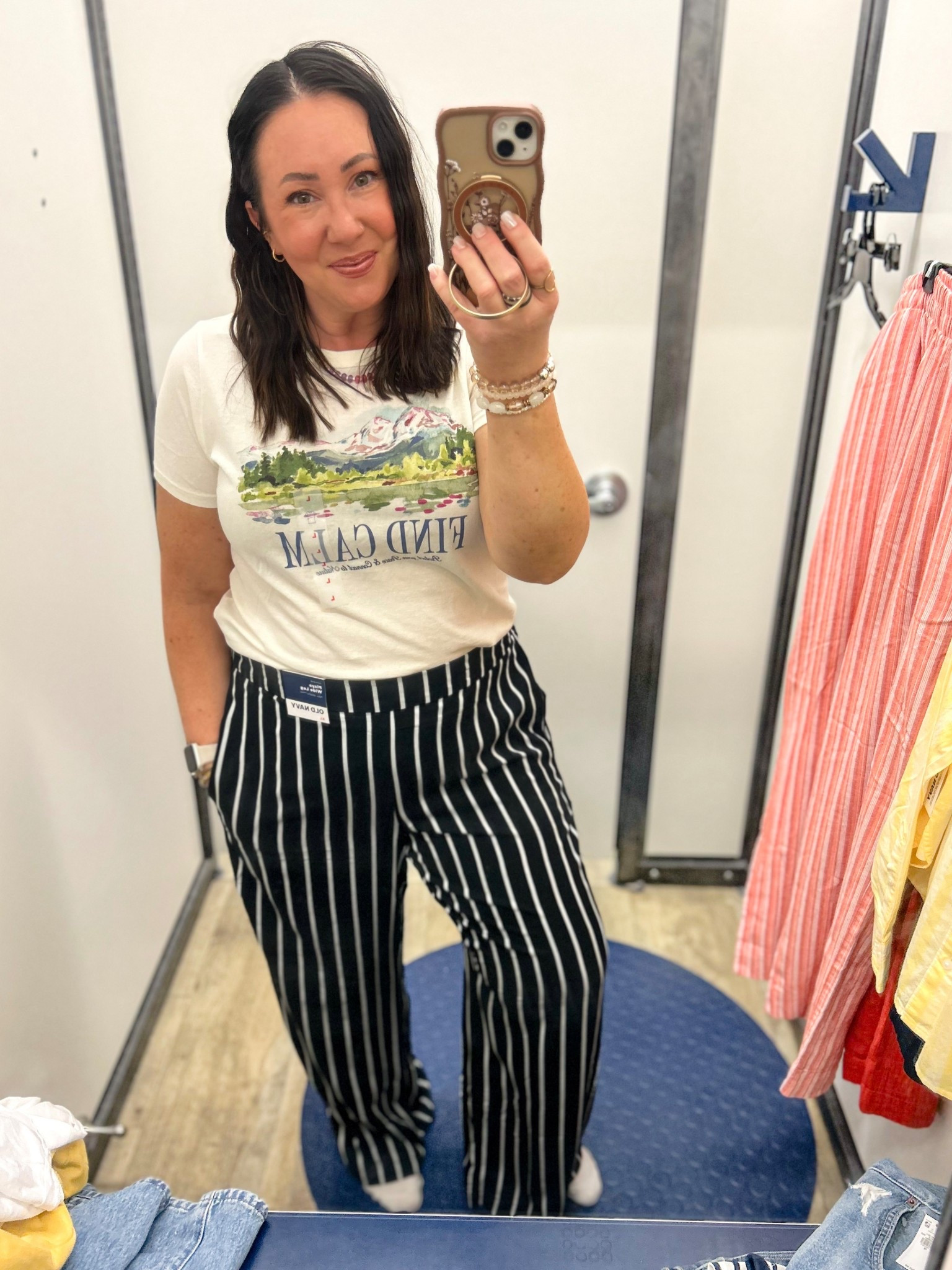 50% off everything at Old Navy!
Large graphic tee!  Some of my new favorite wide leg pull-on pants! XL! I have the green ones and I’ve been eyeing these black and white striped ones! So comfy and midsection friendly!

#LTKOver40 #LTKSaleAlert #LTKMidsize