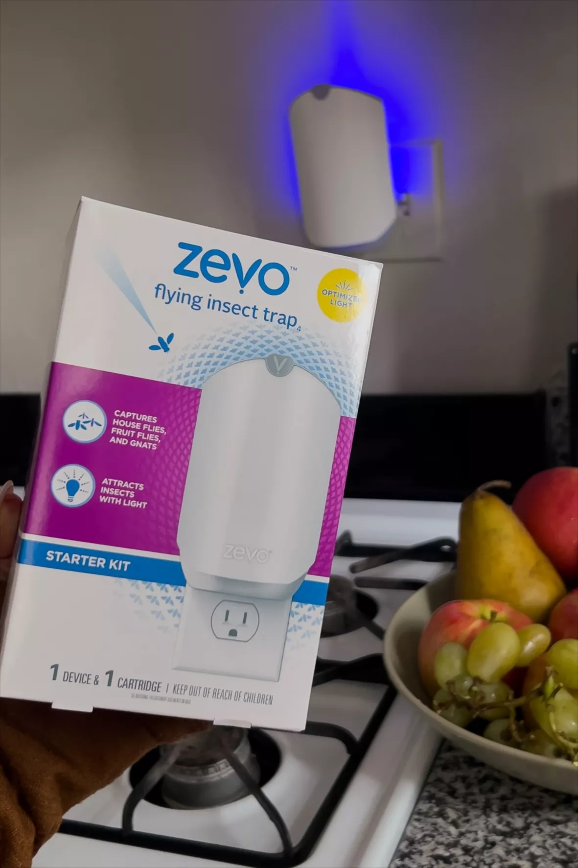 Zevo Indoor Flying Insect Trap Starter Kit For Fruit Flies, Gnats