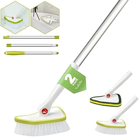 2 in 1 Cleaning Brush Tub and Tile Scrubber Brush Sponge with 46'' Extendable Long Lightweight Ha... | Amazon (US)