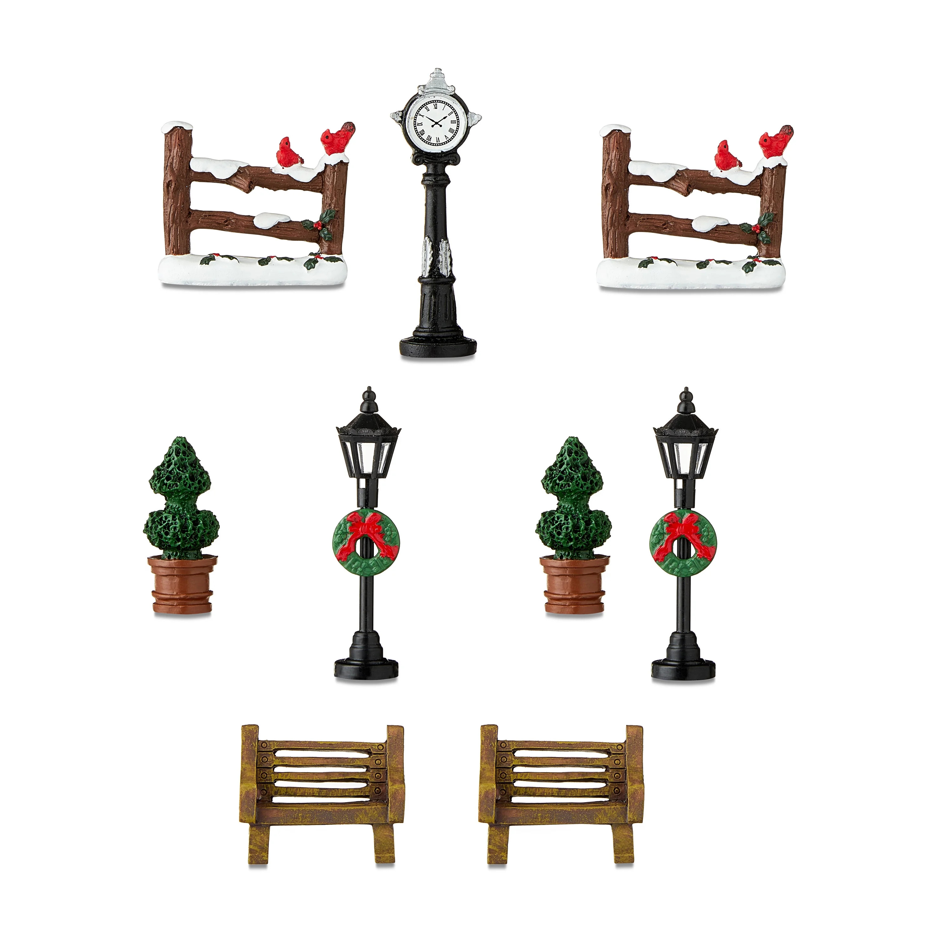 Christmas Village Accessory Set, Resin & Calcium Carbonate, 9 Pieces, Multi-Color, 2.76 in, by Ho... | Walmart (US)