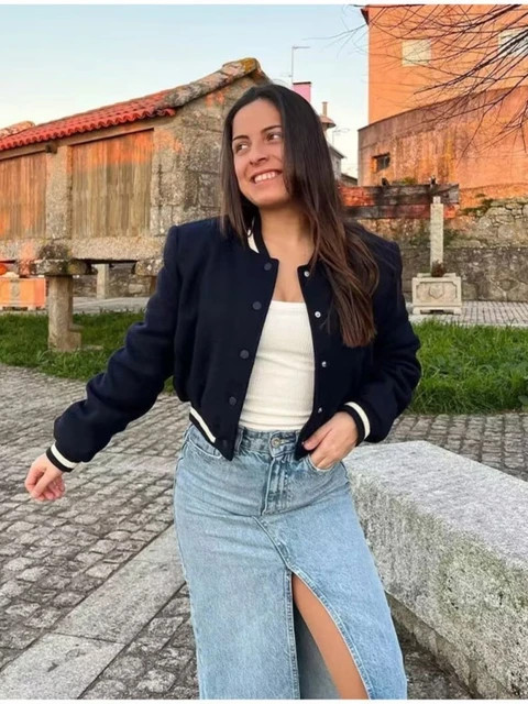 Jaqueta Bomber Azul Marinho Colegial | AliExpress (US)