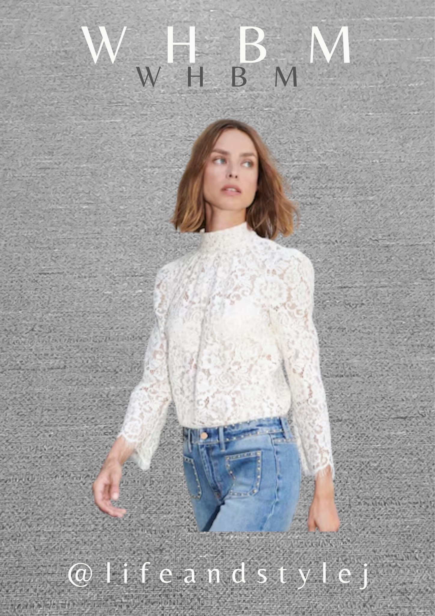 WHBM Embellished Lace Top brings effortless elegance to midlife ageless fashion with soft texture and subtle shine. Style it with tailored trousers or dark denim, add a classic heel or flat, and finish with simple jewelry to let the lace feel refined and timeless. #MidlifeStyle #AgelessFashion #ElevatedBasics #ChicOver40 #TimelessWardrobe 