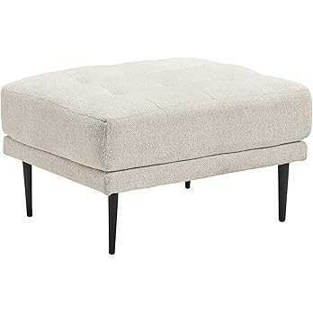 Signature Design by Ashley Caladeron Mid-Century Modern Chenille Ottoman, Off-White | Amazon (US)