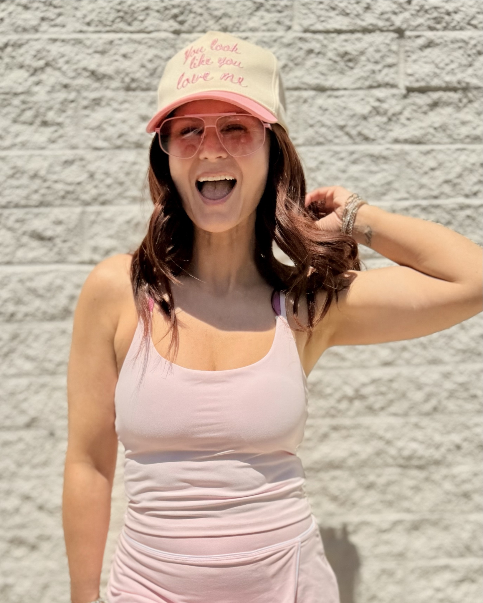 Fabletics summer pieces just dropped in the best way. The mix and match pieces in this pink color are everything. Wear daily for errands or to the gym. Tennis pickleball and golf.  This look is perfect. Size up in the top. Wearing small 36c but tight  ￼

#LTKfitnessgoals #LTKOver40 #LTKActive