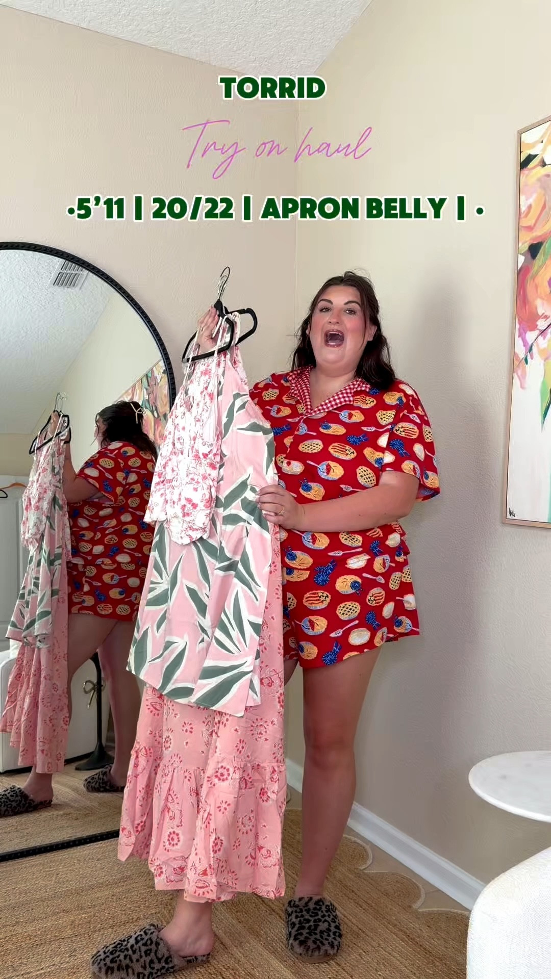 Pink and green dress - 3

Skirt - 2
Top- 3 (need to size down) 

Shorts- 20
Top- 2

Last dress- 3