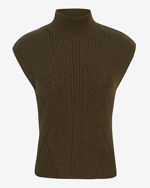 Ribbed Mock Neck Cap Sleeve Sweater Vest | Express