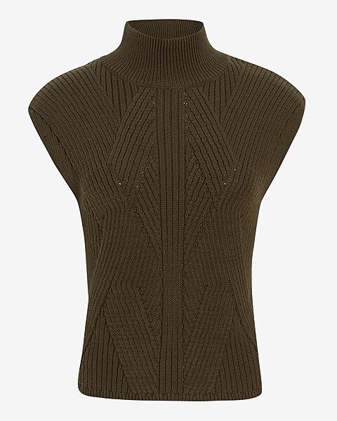 Ribbed Mock Neck Cap Sleeve Sweater Vest | Express