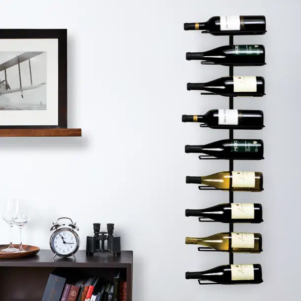 Align 9 Bottle Wall Mounted Wine Bottle Rack in Black | Wayfair North America