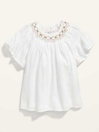 Smocked-Neck Short-Sleeve Top for Toddler Girls | Old Navy (US)