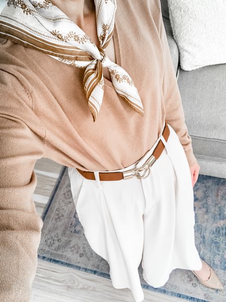 Monday’s SAHM outfit!
Linked similar Amazon sweater. 
Wearing size XS short wide leg pants, order your usual size. 
Petite outfit. Neutral outfit. Classic outfit. Spring outfit  

#LTKstyletip #LTKSeasonal #LTKunder50