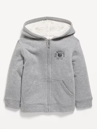 Unisex Logo-Graphic Sherpa-Lined Zip Hoodie for Toddler | Old Navy (US)