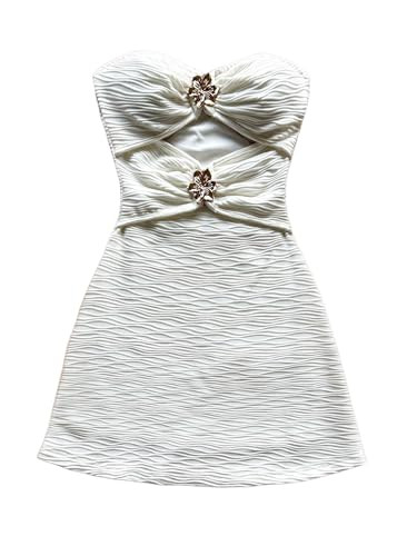 Milumia Women's Metal Flower Cut Out Tube Top Mini Dress Textured Sleeveless Bodycon Party Club V... | Amazon (US)