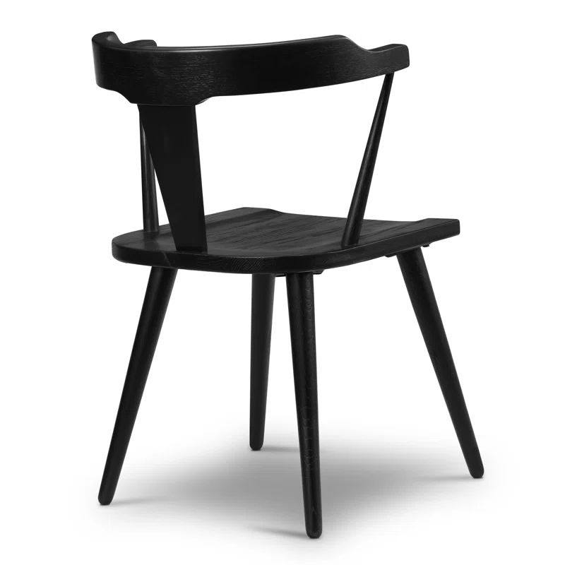 Agata Solid Wood Slat Back Side Chair in Black | Wayfair North America