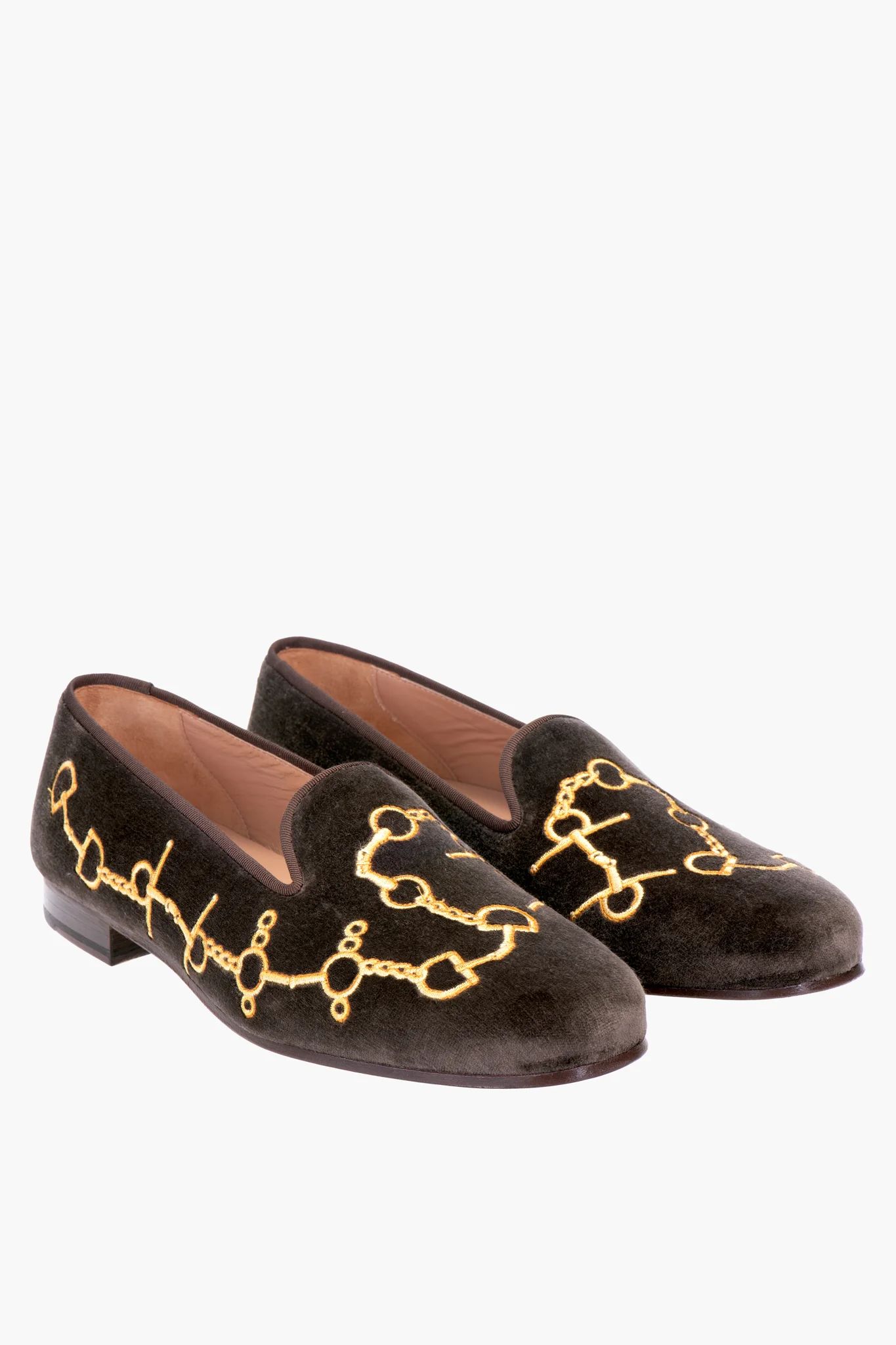 Chains Brown Velvet Slippers | Tuckernuck (US)