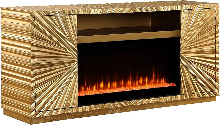 Best Master Furniture T2021 Tiffany Fireplace, Gold | Amazon (US)