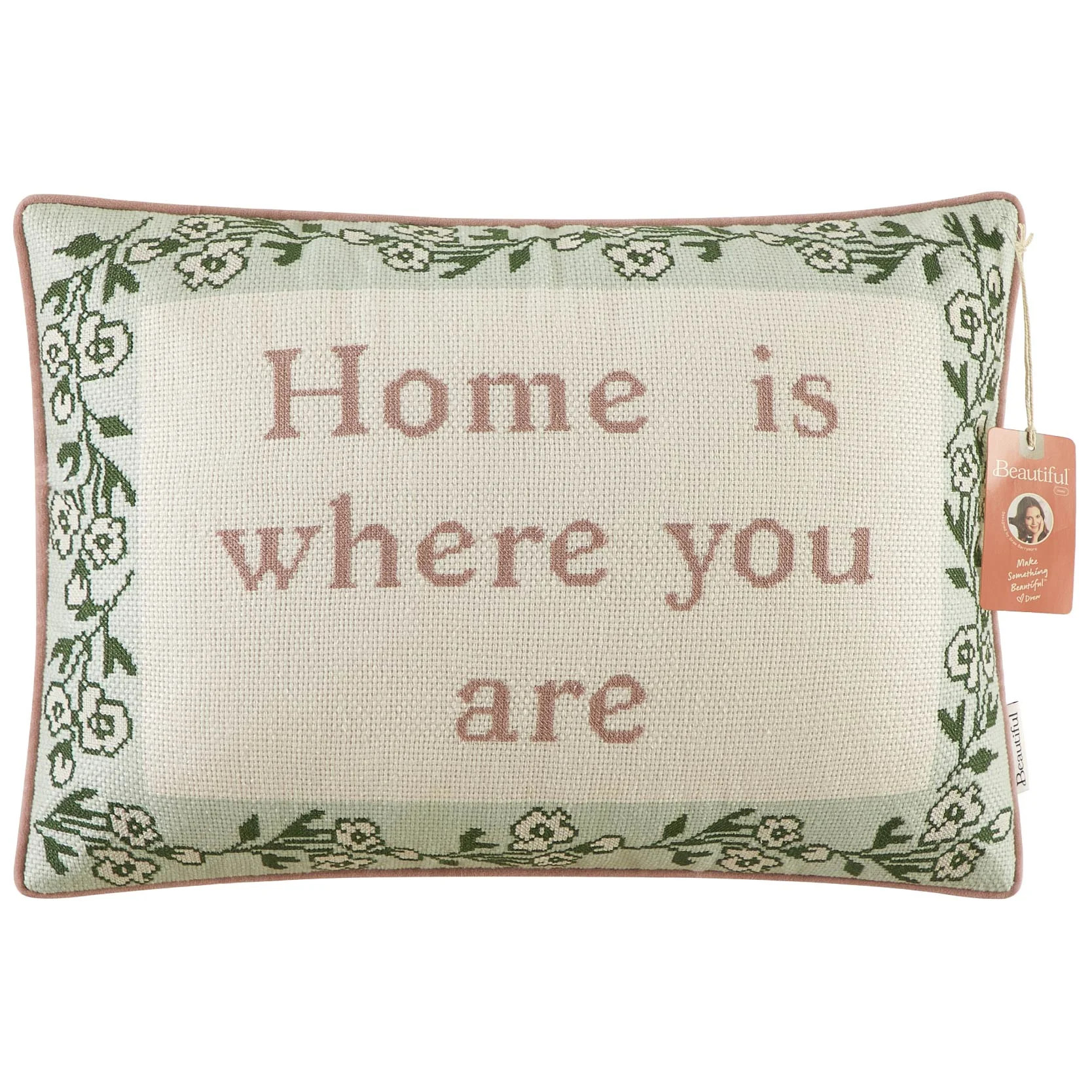 Beautiful Sentiment Needlepoint Lumbar Decorative Pillow by Drew Barrymore, 14" x 20" | Walmart (US)