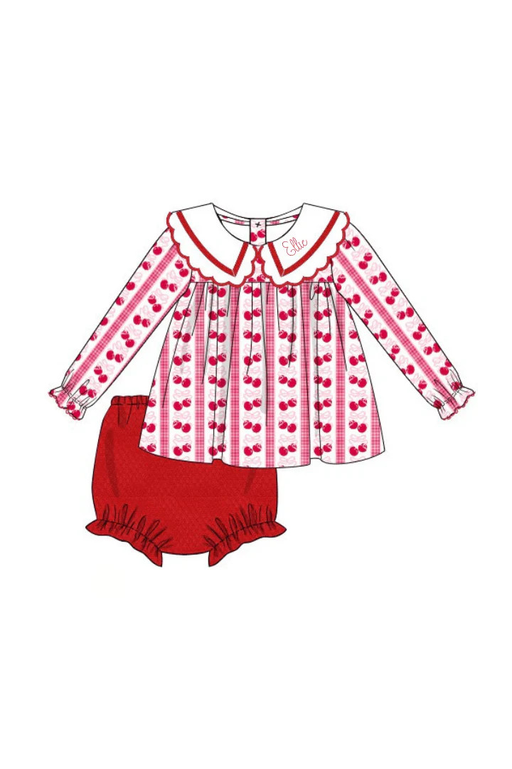 Pre-Order Sweet Cherry Scalloped Bloomer Set | The Smocked Flamingo