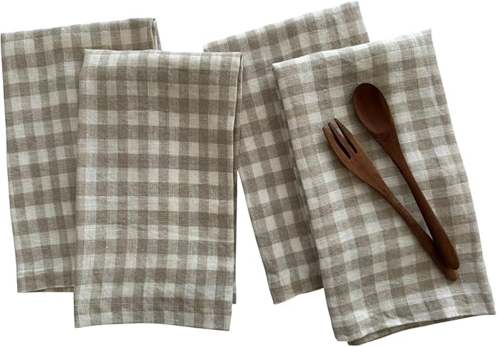 Linen Napkins – 100% French Flax – Stonewashed Pure Linen Cloth Napkins – Mitered Corners ... | Amazon (US)