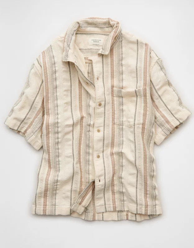 AE Relaxed Fit Short-Sleeve Camp Collar Shirt | American Eagle Outfitters (US & CA)