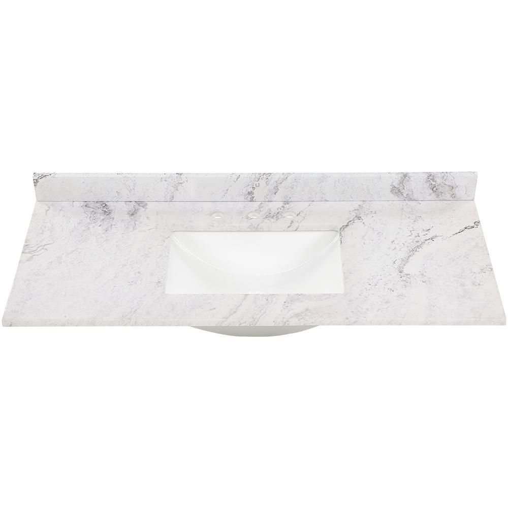 31 in. W x 22 in. D Stone Effect Vanity Top in Lunar with White Sink | The Home Depot