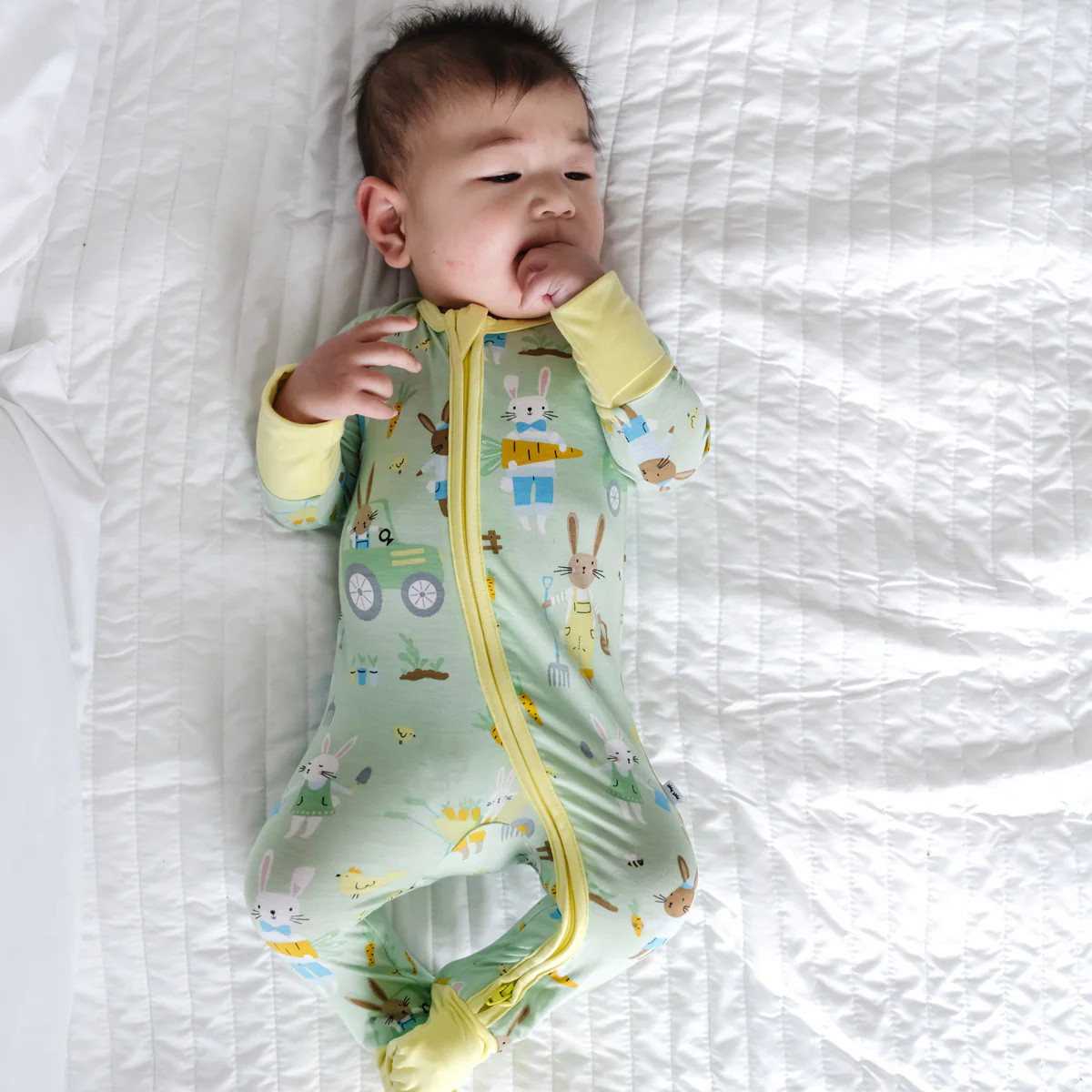 Pistachio Hop To It Bamboo Viscose Zippy | Little Sleepies