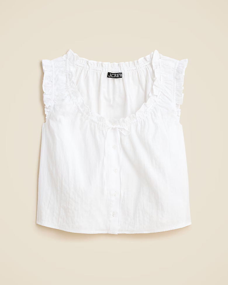 Ruffle-trim button-up top | J. Crew US