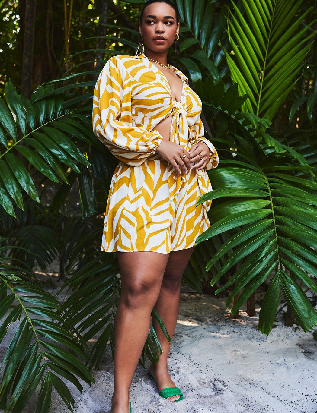 Printed Coverup Swing Shorts | Eloquii