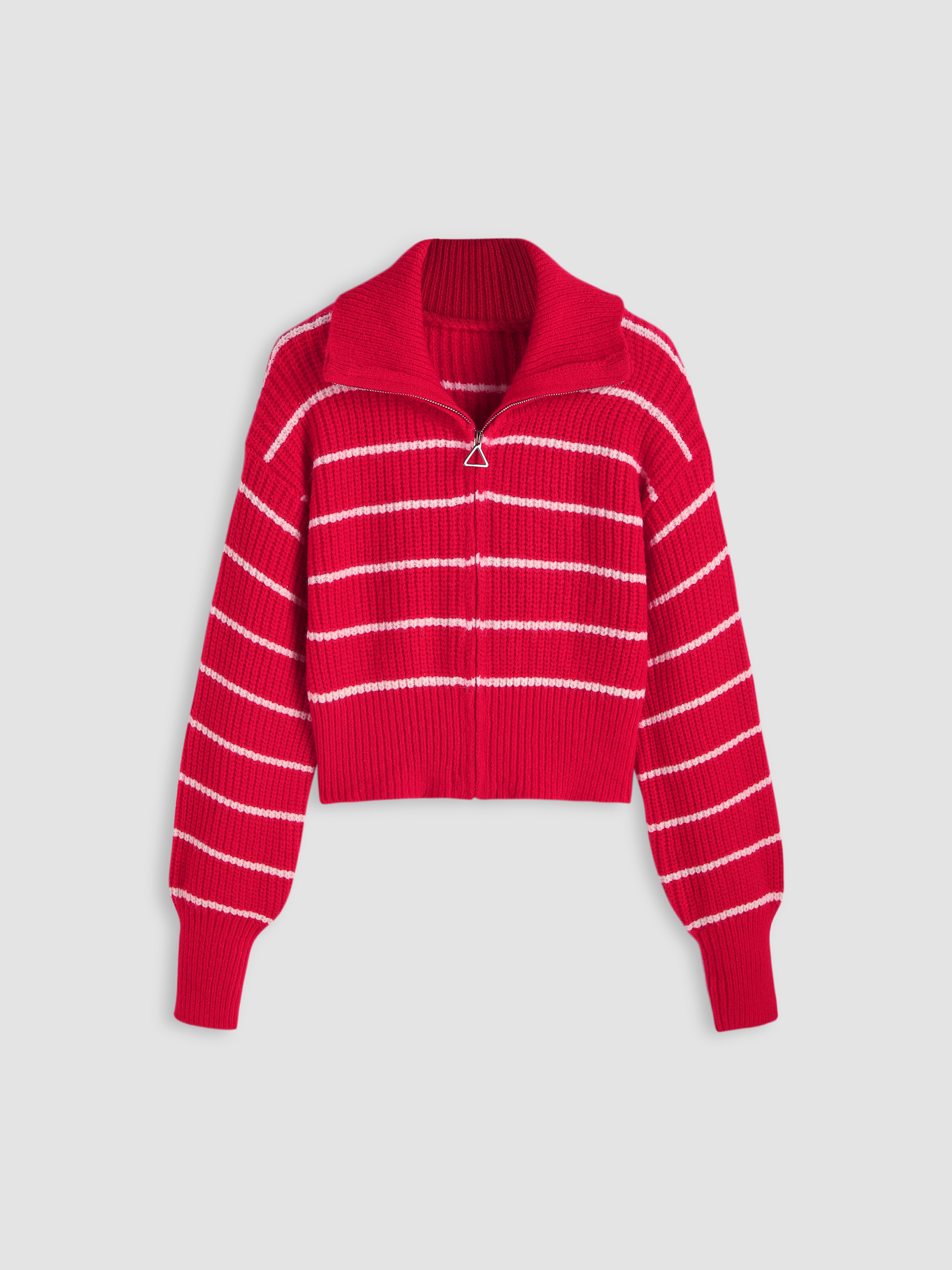 Fall Cardigan Fall Sweater Knit Fabric Solid Knit Polo Zipper Cardigan | Cider