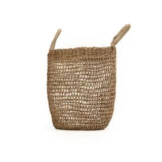 Zentique Cylindrical Sparsely Hand Woven Wicker Seagrass Small Basket with Handles-ZENWS-B17 S - ... | The Home Depot