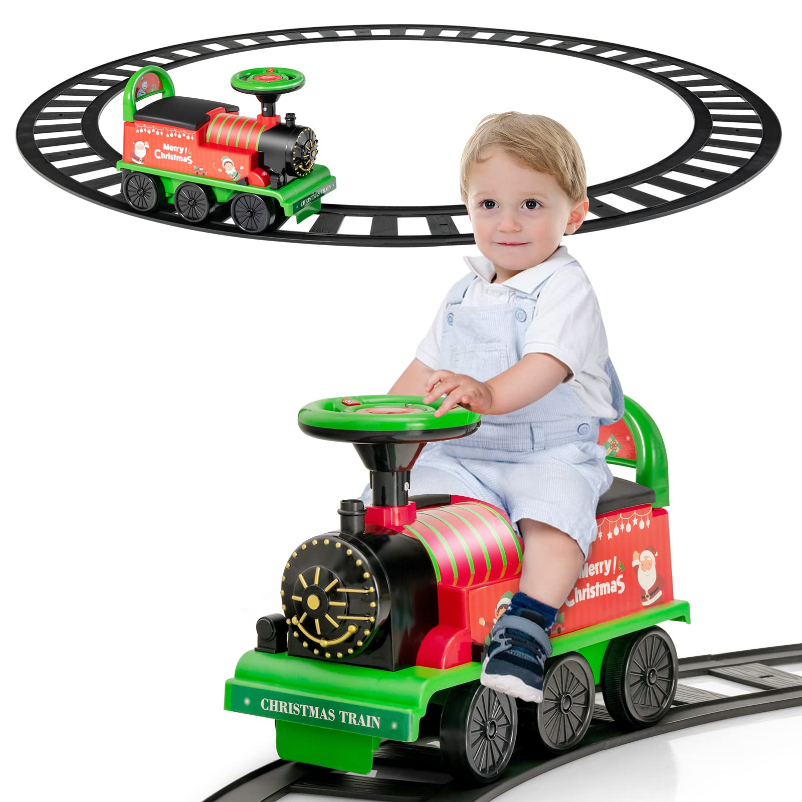 HONEY JOY Ride On Train with 16 PCS Tracks, 6V Battery Powered Electric Ride On Toy for Kids, Fla... | Amazon (US)