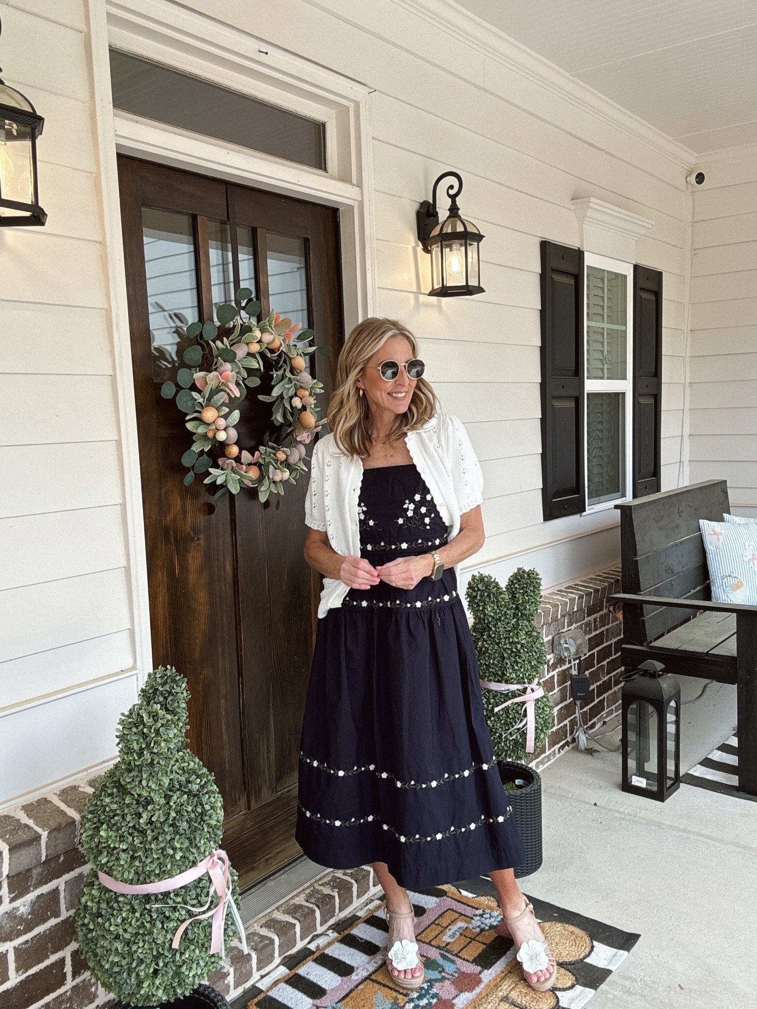 Capture this beautiful look for less… For under $40 this floral embroidery dress offers the perfect balance of a structured bodice and a flowing skirt 100% cotton. Wearing a size extra small.