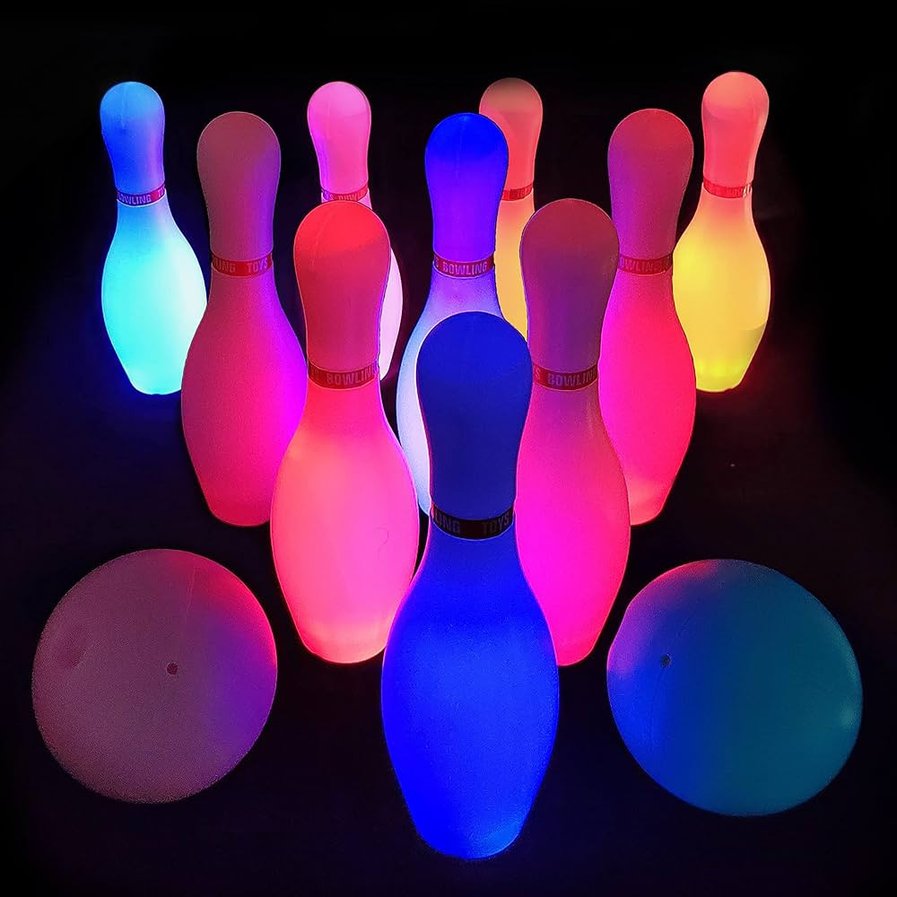 OceanWings Kids Light up Bowling Ball Toys Set,Bowling Pins Toy Game with 10 Pins & 2 Balls Fun S... | Amazon (US)