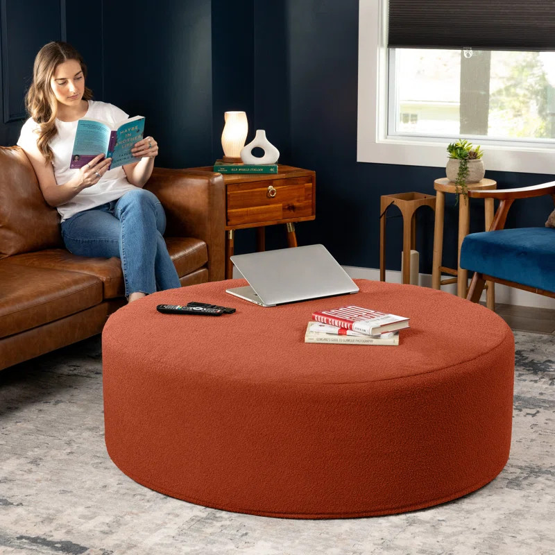 Latitude Run® Natacia Round Couch Ottoman – Oversized Giant Coffee Table & Foot Rest, Luxe Bou... | Wayfair North America